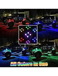 Wilpro Juego de luces LED roca RGB con modos de sincronización y música, aplicación para el celular, control vía "bluetooth", para Jeep, camioneta todoterreno, auto, SUV (vehículo utilitario deportivo), para el interior del bote