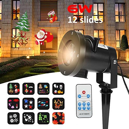 Christmas Lights Projector,Merkmak Snowflake Projector Waterproof Outdoor Indoor Led Stage Disco Light 12 Types Slide Christmas Lase Lamp Remote Control for Home Garden Holiday Decoration
