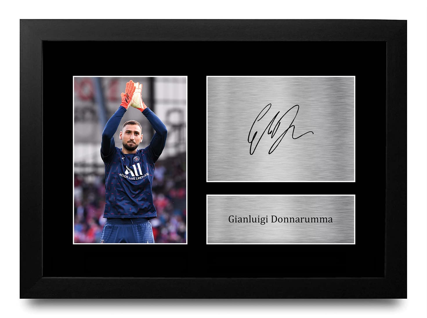 HWC Trading Gianluigi Donnarumma Paris Blue and Reds Gifts Printed Signed Autograph Picture for Football Fans and Supporters - A4 Framed