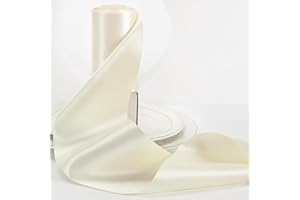 HUIHUANG 4 inch Wide Satin Ribbon Ivory Solid Color Double-Faced Satin Ribbon Thick Ribbons for Wedding Chair Sash Wedding Decor Large Bows Making Flower Bouquet Sewing Crafts -10 Yards/Roll