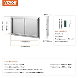 VEVOR Double BBQ Access Door, 34W x 19H Inch