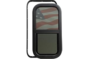 AlloTemlass Vertical RV Window, 12" W x 24" H Tinted Sliding Camper Trailer Window with Trim Ring, DOT Certified, Replacement Window for RVs and Tiny Houses