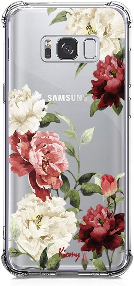 Case for Samsung Galaxy S8 Flowers Pattern Print for Girls Women Shockproof Bumper Protective Cover Flexible Slim Fit Clear with Cute Lovely Floral Design Soft Silicone Rubber Gel Drop Protection Skin