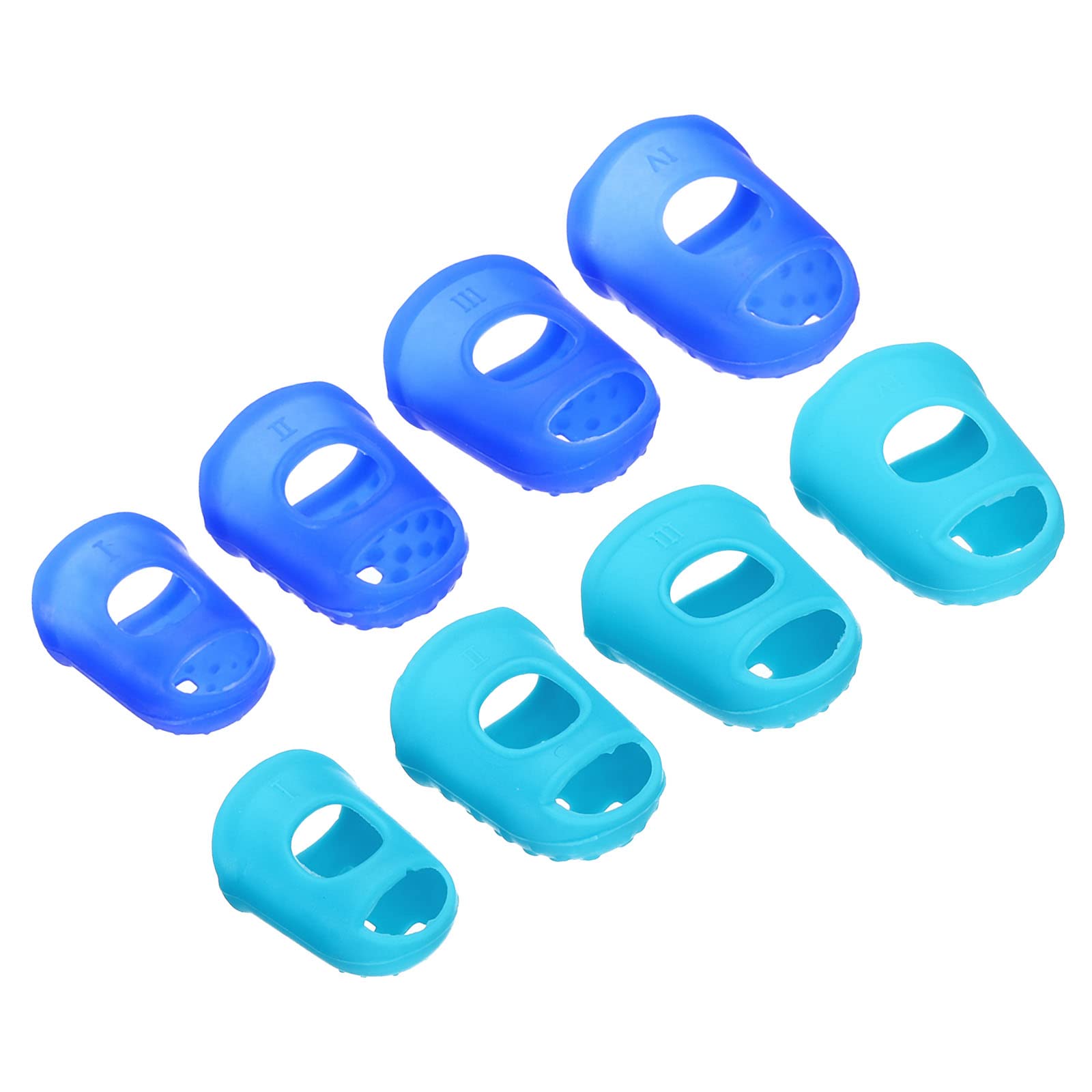 PATIKIL Rubber Finger Tips, 16 Pack Silicone Thumb Fingertip Protector Covers Pads Thimble for Guitar Playing Office Counting Sewing, Blue, Sky Blue 4 Size