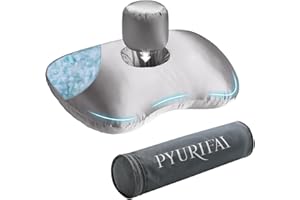 PYURIFAI Piercing Pillow - Ear Piercing Pillow With Foam Plug, Adjust Shredded Memory Foam Picrcing Pillow For Side Sleepers, Donut Piliow For Ear With 4x4''Hole, Ergonomic Curved Design, Satin pillowcase grey