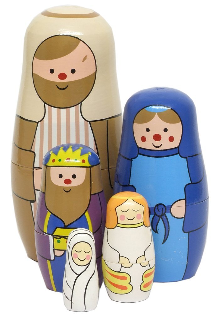 Heaven Sends Wooden Nativity Russian Dolls Set (15cm)
