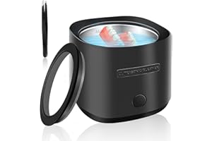 DEBATLOG Ultrasonic Retainer Cleaner Denture Cleaning: 42kHz Portable Sonic Dental Clean Pod for Mouth Guard Denture Aligner Invisalign (Black)