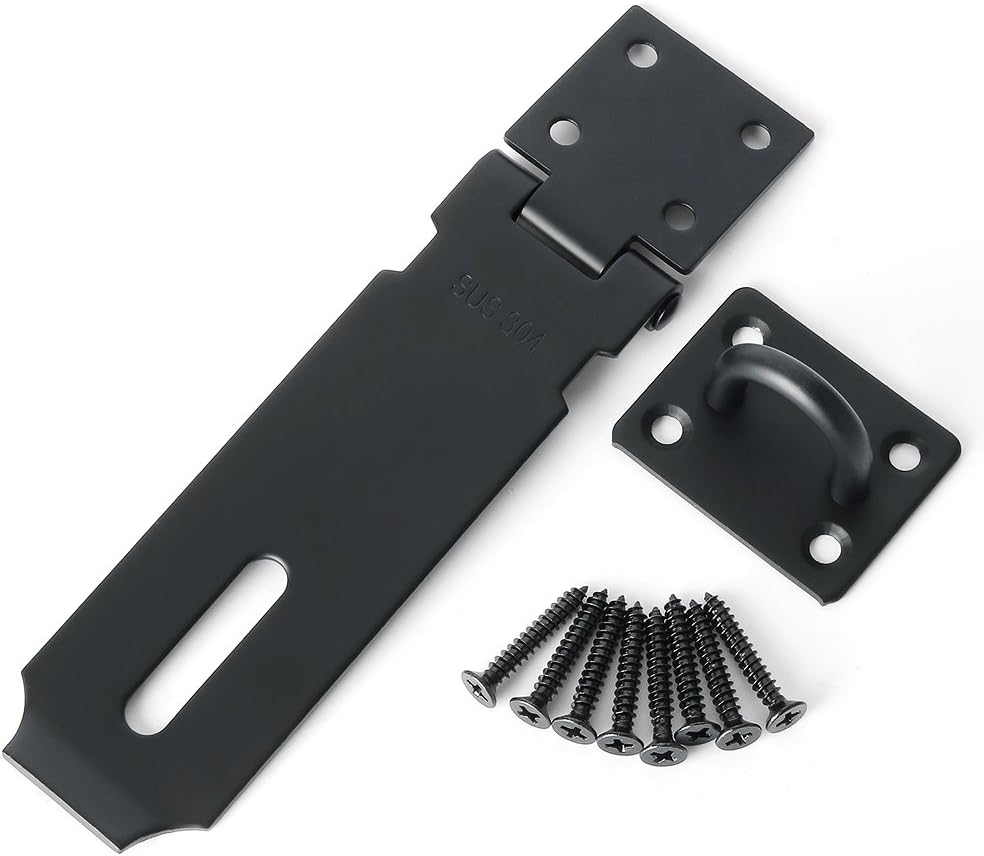 Alise MS9B-3C Padlock Hasp Door Clasp Gate Lock Latch, SUS 304 Stainless Steel Matte Black Finish - - 
