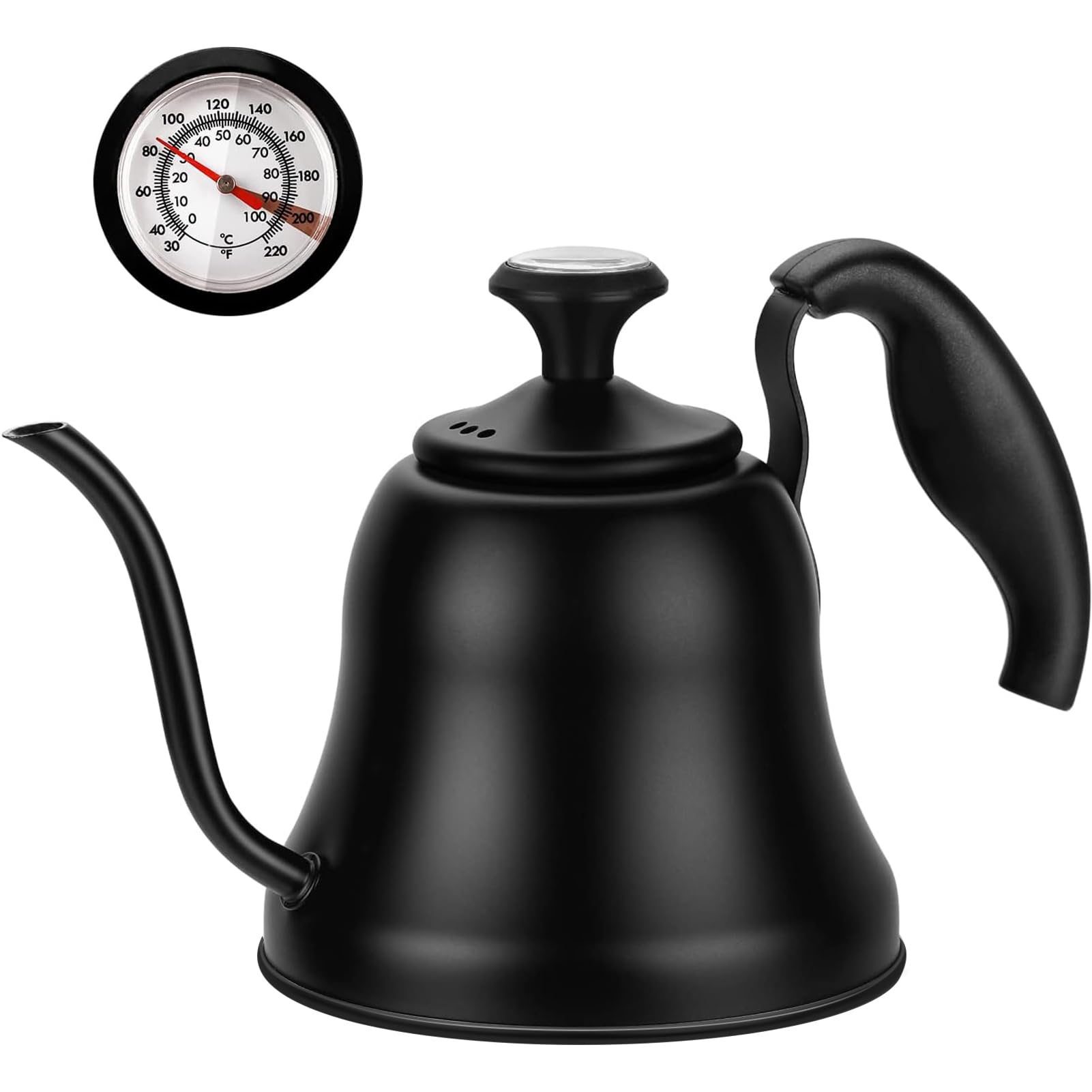 Photo 1 of Chefbar Tea Kettle with Thermometer Stovetop Gooseneck Kettle 28oz 0.8L Pour Over Coffee Pot, Matte Black Camping Home Kitchen Water Boiler, 1Pack
