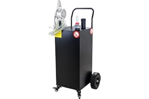 Migoda 30 Gallon Portable Gas Caddy with Manual Transfer Pump - Fuel Caddy on 4 Wheels for Cars, ATVs, Boats, Lawn Mowers, Black