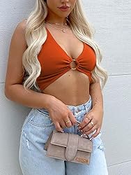 AEVZIV Sexy Crop Tops for Women Sleeveless Deep V