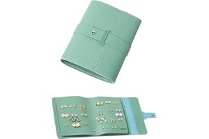 LAKE OF FIRE Earring Holder Organizer with Foldable Book Design Jewelry Book Organizer, Portable Pu Leather Travel Earring Case(Green)