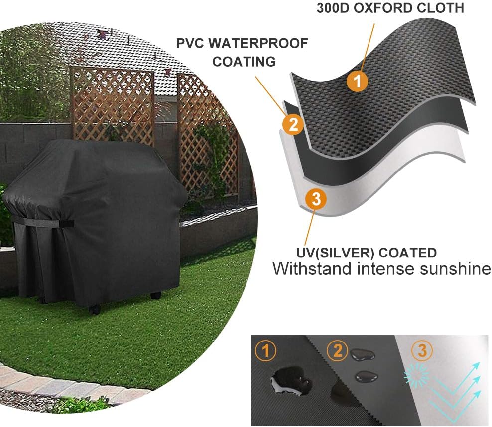 IWNTWY Grill Cover, 32-inch 300D Oxford Heavy Duty Waterproof BBQ Gas Cover with Adjustable Nylon Straps - Image 4