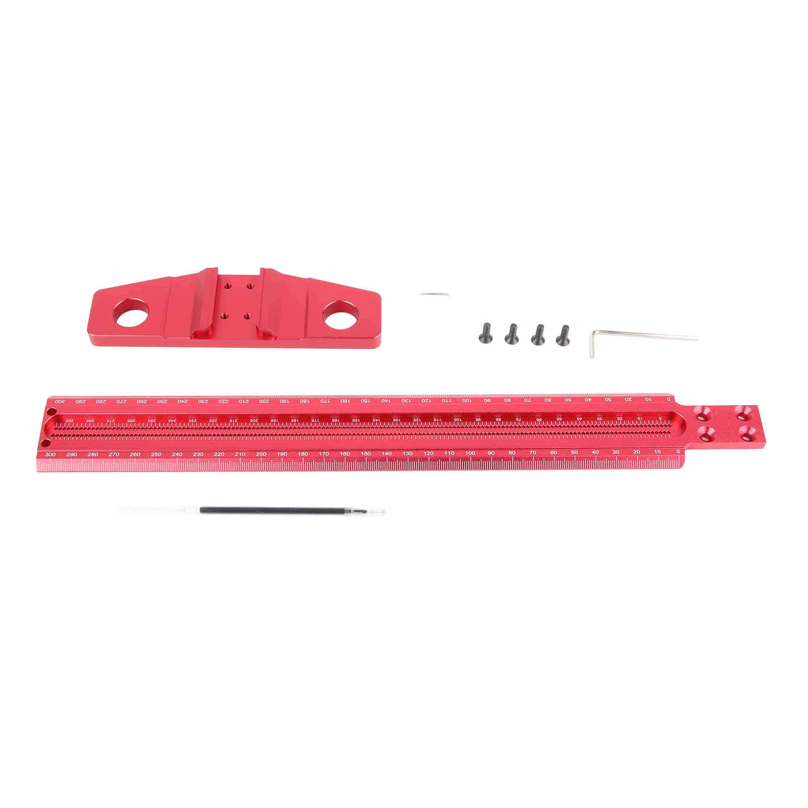 Hyuduo T Square Ruler Aluminum Alloy Removable Woodworking Scriber Art Framing Drafting Tools Ultra Marking Ruler(Red),Square (300mm)