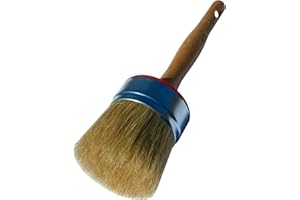 POL BRUSH 2.5 inch Stencil & Wax European Professional Round Paint Brush - Natural Bristle Wooden Handle - for Chalk, Wax, Acrylic, Oil, Watercolor, Stain, Varnish - for Art, Decor, Walls, Furniture, Woods