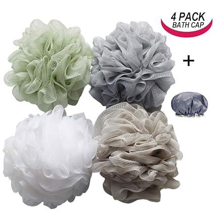 4Pcs Bad Dusche Schwamm Luffa Mesh Pouf Body Shower Ball Badeschwamm Duschschwamm Blume Scrubber Sponge Peeling Puff Pinsel g