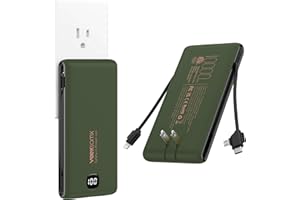 VEEKTOMX Portable Charger with Built in Cables 10000mAh, Power Bank for iPhone with Wall Plug, Travel Essential Fast Charging USB C Slim External Battery Pack for iPhone 17/16/15, Samsung, iPad, etc