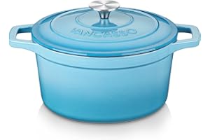 vancasso Enameled Cast Iron Dutch Oven, 6 QT Oven Pot with Lid, Round Enamel for Bread Baking, Non Stick Coating, Pot's Body 