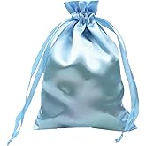 Gbateri 35 Pack 6 x 9 Inches Satin Bags With Drawstring, Silk Jewelry Pouches, Blue Wedding Favor, Gift Wrap, Baby Shower
