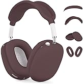 [4 in 1] Case for Airpods Max Headphones, for Airpods Max Ear Cup Covers/Headband Cover/Max Headband Pad(USB-C/Lightning)(2024/2020), Silicone Cover for Apple Airpod Max, Accessories Cases (Wine Red)