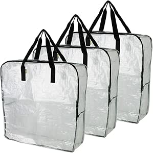 IKEA DIMPA 3 bolsas de almacenamiento extragrandes, transparentes y