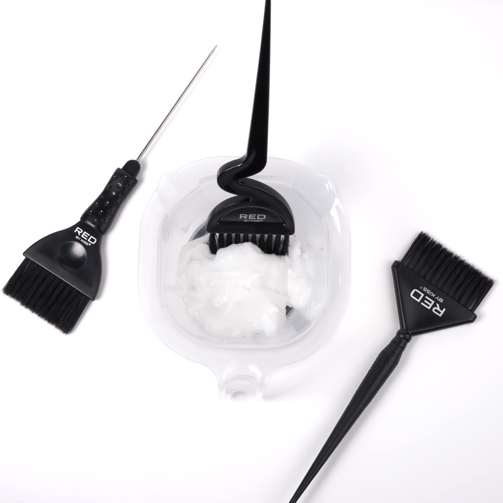 Red by Kiss Hair Coloring Kit, Hair Bleach Set - Mixing Bowl & Dye Brush (3PCS)