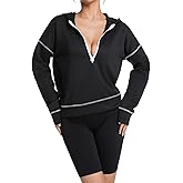 Caintima 2025 Fall Hoodies Sweatshirts for Women, Long Sleeve Half Zip Pullover Comfrt Hoodie