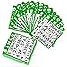 100-pack Green Reusable Bingo Cards with Unique Numbers for 100 Players - Family Bingo Game Accessories - Use with Clear Chips