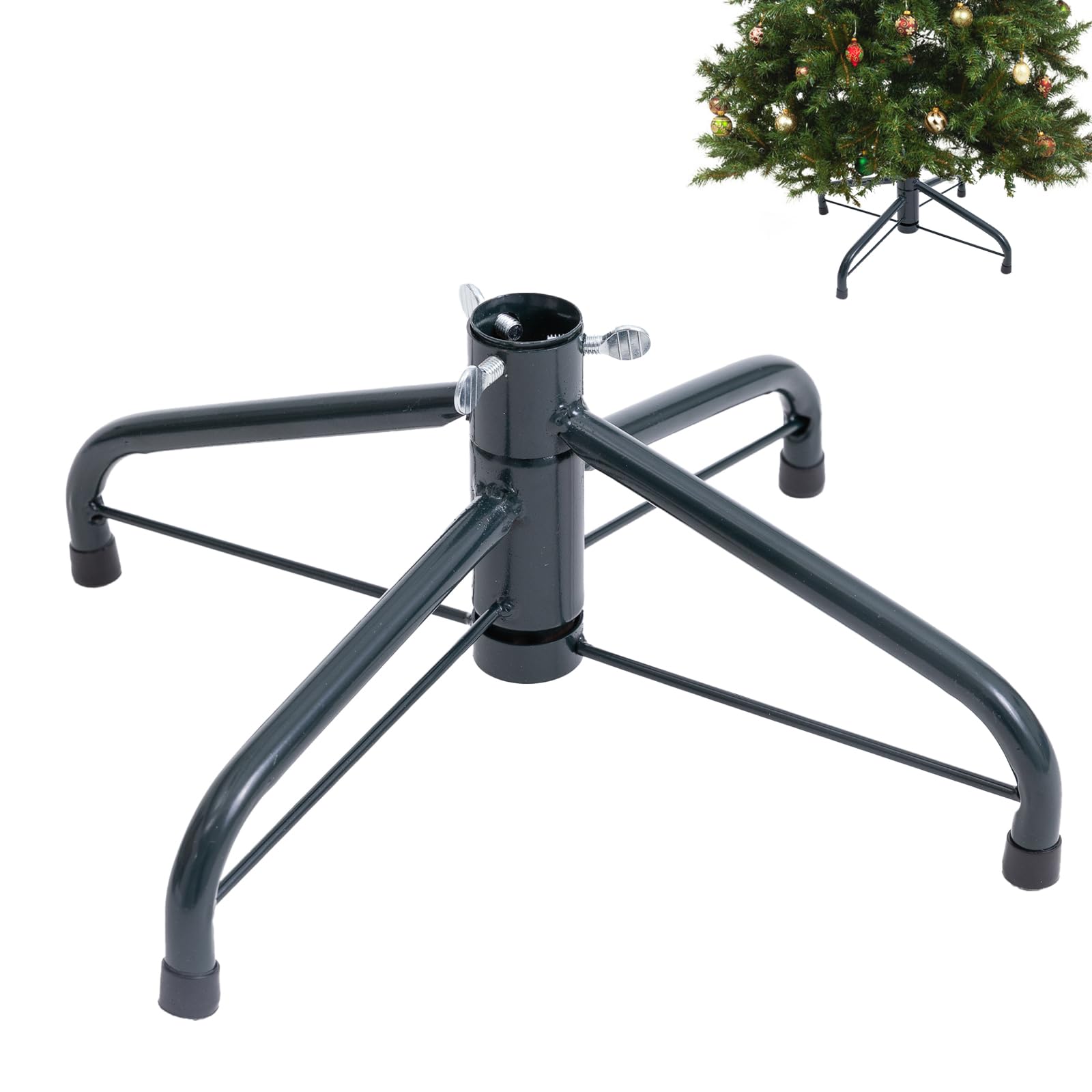 Photo 1 of ***(MISSING SCREWS)***Gloreyan Metal Christmas Tree Stand, 11.8 Inch Replacement Xmas Tree Stand Base Universal Folding Christmas Tree Stand for 2 Ft to 5 Ft Christmas Artificial Trees Fake Tree, Green