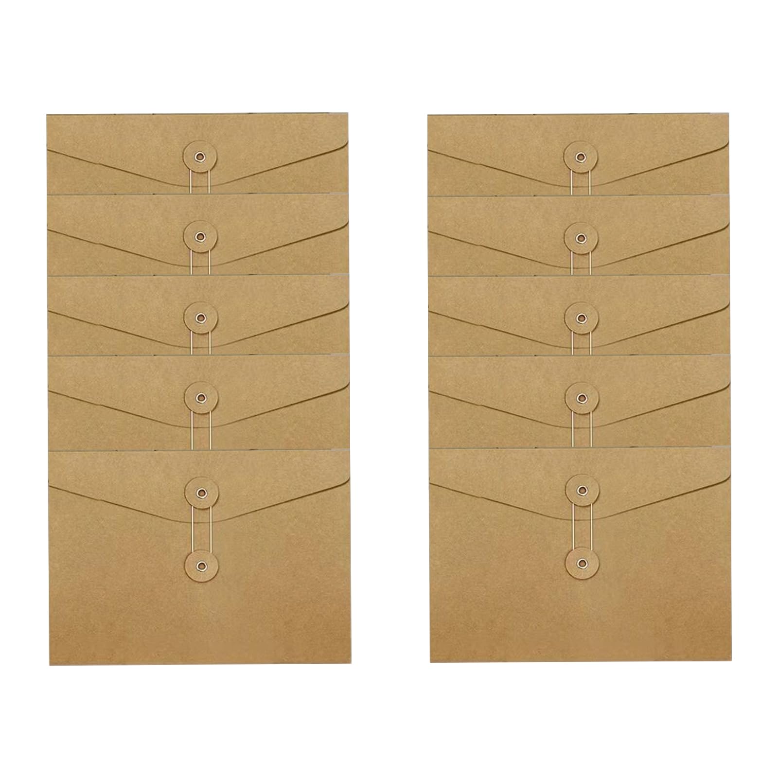 Fkereg 10 Pack Kraft Paper Envelopes with String, Small Brown Envelopes, Kraft String Envelope File Folder, Vintage Card Filing Envelopes for Invitation Postcard Photos (23.5 x 17 cm)