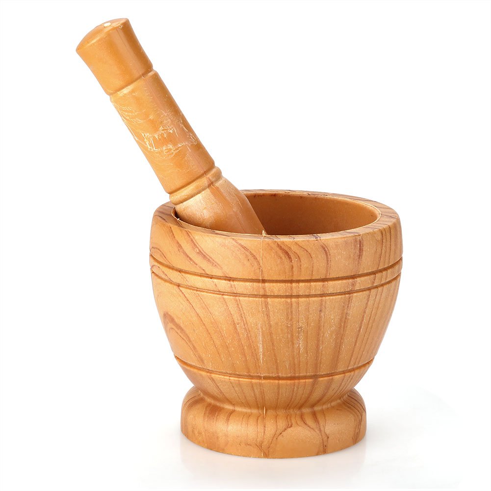 Mortier Et Pilon En Bois - Pour écraser Ail, épices, Noix - Design Anti-moisissure Et Base Stable - 2