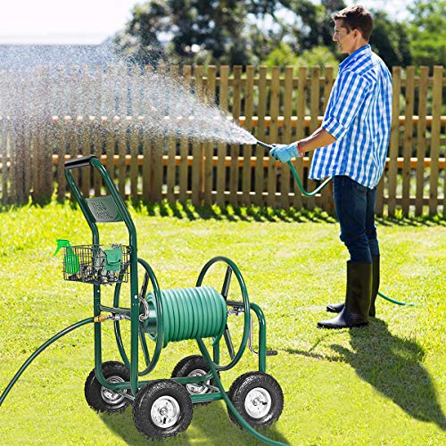 Giantex Garden Hose Reel Cart 4-Wheel Lawn Watering Outdoor Heavy