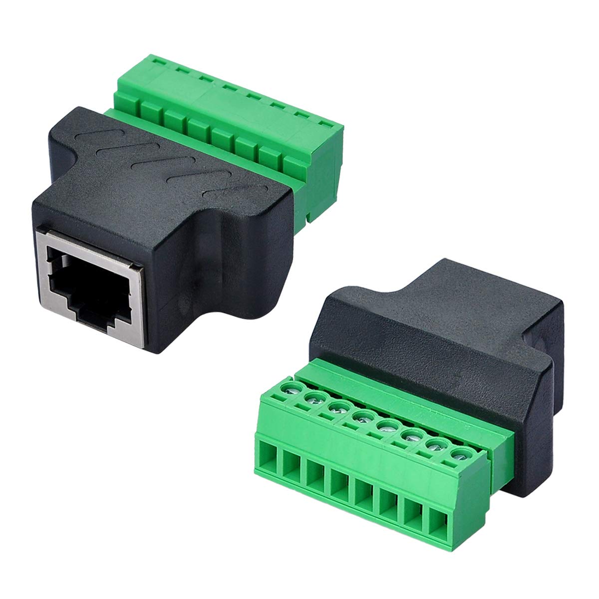 COVVY RJ45 Female To 8 Pin Screw Term Block Terminal Connector Cat7 Cat6 Cat5 Cat5e Ethernet Cable Extender Adapter CCTV Digital DVR Network Adapter In-Line Coupler (Female,2 PCS)