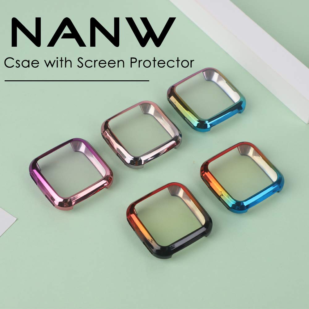 NANW 2-Pack Screen Protector Case Compatible with Fitbit Versa (Not for Versa 2), Soft TPU Gradient Color Case Cover All Around Protective Bumper Shell for Versa Watch Only