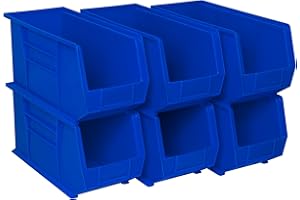 Akro-Mils 30265 AkroBins Plastic Storage Bin Hanging Stacking Containers, (18-Inch x 8.25-Inch x 9-Inch), Blue, 6-Pack