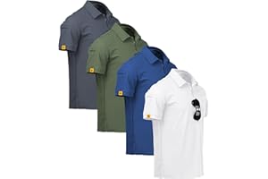 V VALANCH Polo Shirts for Men 4 Pack Short Sleeve Cool Dri Collared Tennis Golf Shirts