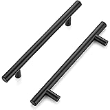 Home Expert 5 Pack 7.38'' Matte Black Cabinet Pulls Stainless Steel Cabinet Handles 7-3/8 inch Length Matte Black Drawer Pull