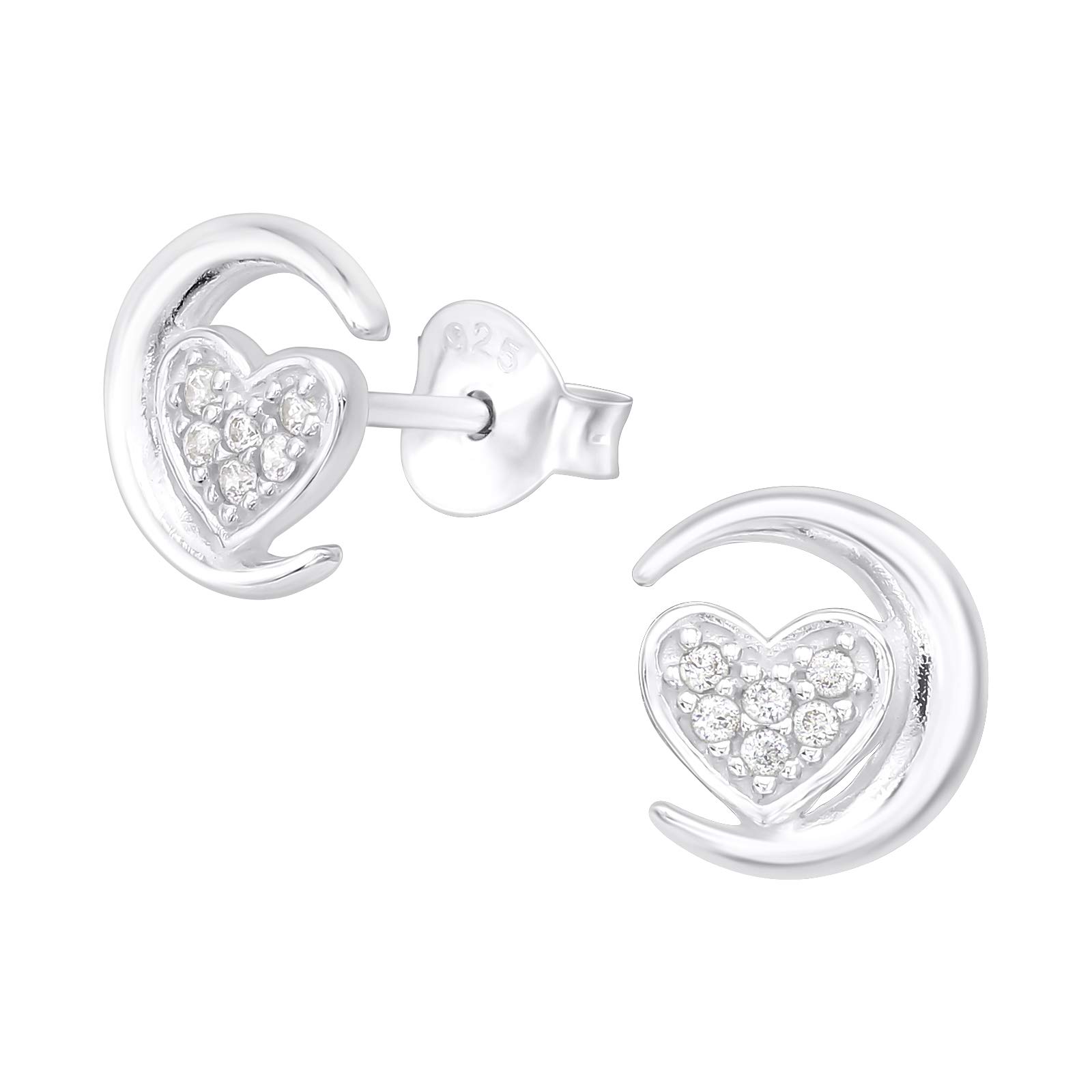 925 Sterling Silver Moon Stud Earrings for Women & Girls – Celestial Jewellery Gift Boxed