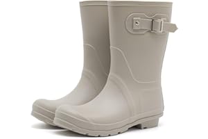 SWIFTFROG Women's Lightweight Mid Calf Rain Boots Waterproof Fashion Garden Shoes Anti-slip Rainboots for Women Wide Calf Rai
