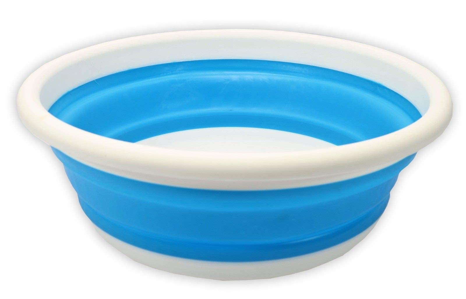 Invero Collapsible Foldable Washer Bowl Ideal for Camping, Caravans, Outdoor Activities, Kitchen and More - Blue