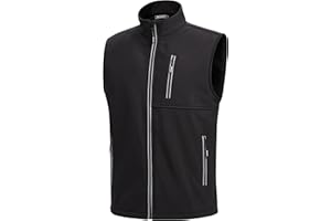 WULFUL Men's Windproof Lightweight Golf Vest Outerwear with Pockets, Softshell Sleeveless Jacket for Travel Hiking Running
