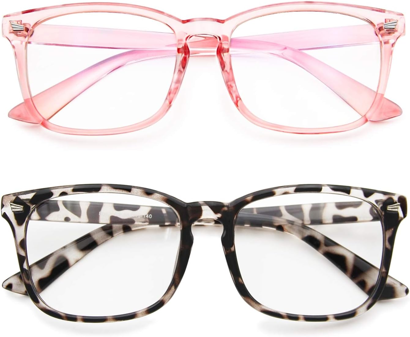 Blue Light Blocking Glasses Anti Eye Strain Minimize Headache UV Blocking Computer Reading Gaming Eyeglasses Frame (2 Pack(Pink& Leopard))