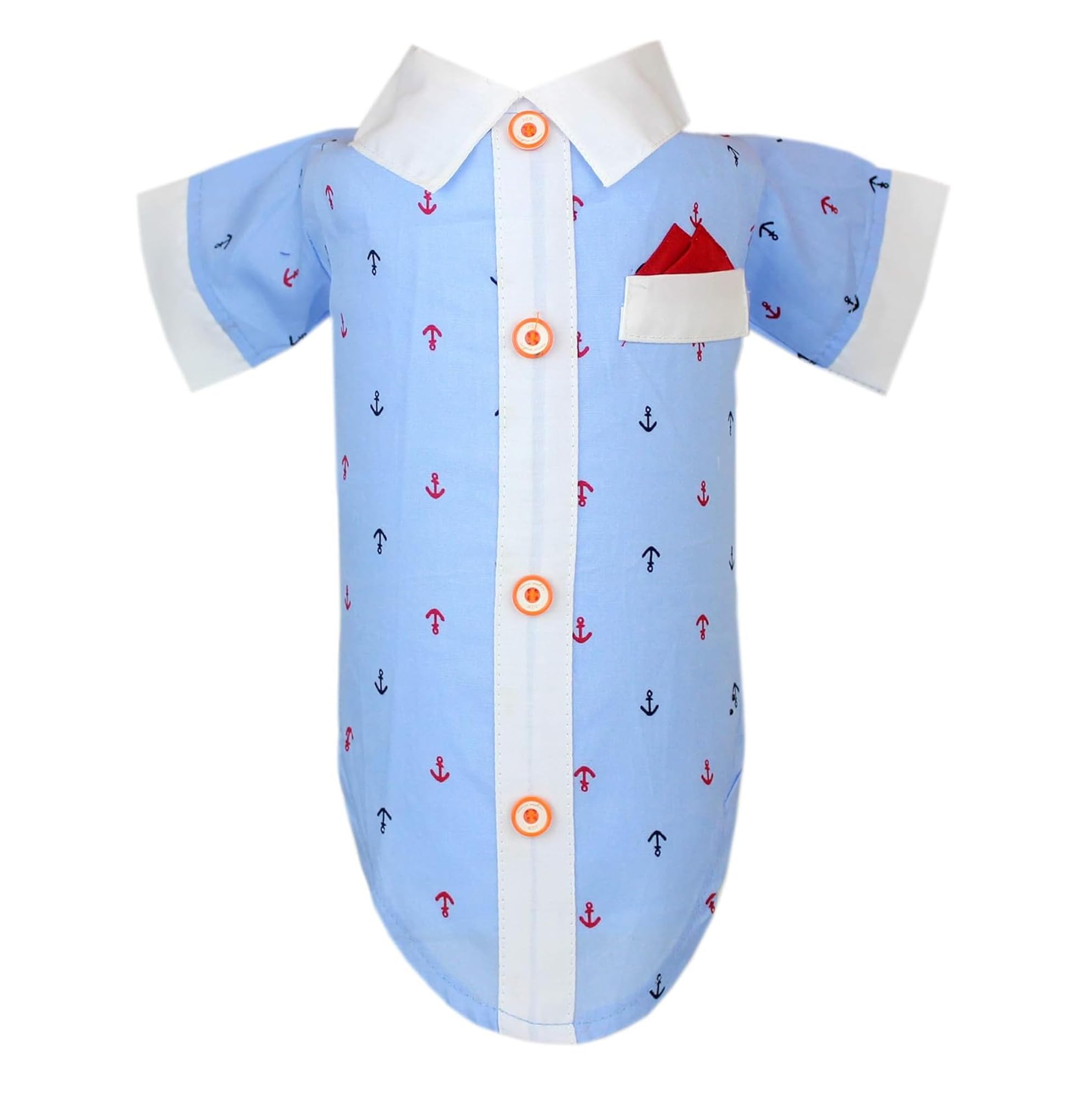 Parisian Pet Dog Clothes Cat Apparel Outfits Anchor Shirt & Hanky, XL