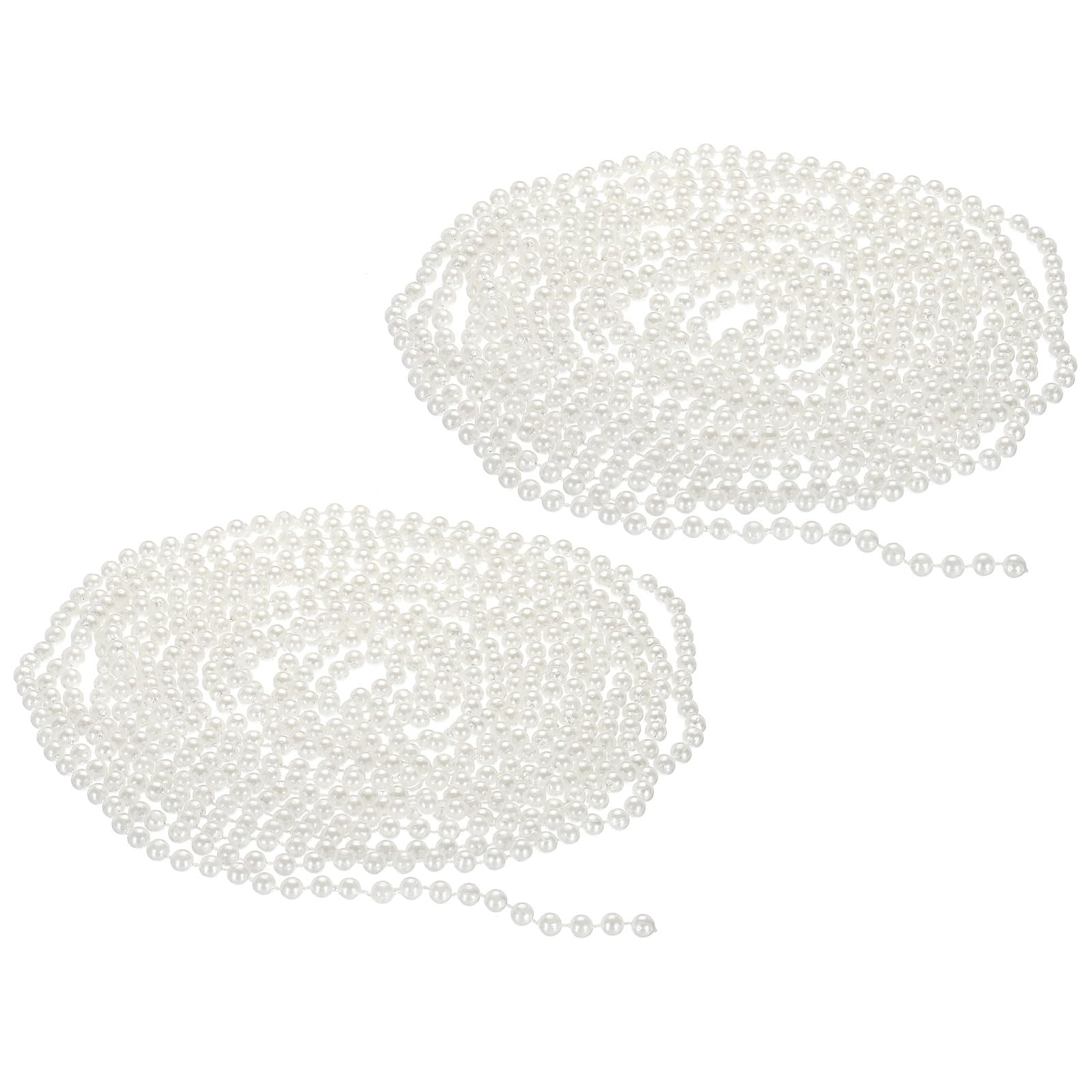 PATIKIL 2 Pcs 6mm Faux Pearl Beads Garland, 16.4 Ft Pearl String Chain Pearl Roll for Craft Wedding Party Home Decorative Jewelry Making Christmas Tree, White