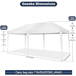 TOOLUCK 10x20 Pop Up Canopy Tent Waterproof Outdoor