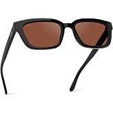 WearMe Pro Vivian Women's Polarized Sunglasses, Classic Rectangular Frame | Shatter-Resistant Lens, Lightweight Frame, 5-Barrel Metal Hinges, Medium Fit, Includes Microfiber Pouch for Cleaning/Storage