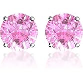Belinda Jewelz - Round Stud Earrings, Cubic Zirconia 5mm Gemstone Earrings for Women, 925 Sterling Silver Earrings with Solitaire Prongs, 0.12”