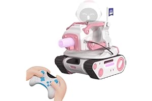 ENERGIZE LAB Panxer - RC Battle Tank Compatible with Eilik Robots Blue/Pink/DQ/Sliver, Crawler Car Toys with LED Lights and 2.4Ghz Remote Control, Single and Multi-Player Party Play Mode (Pink)