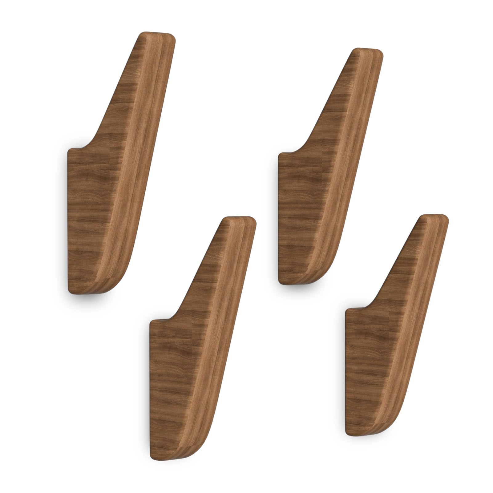 Photo 1 of NEEKFOX Wood Wall Hooks 4 Pack, Natural Wooden Coat Hooks Wall Mounted Walnut Wood Hooks for Hanging Hat, Towel, Bag, Backpack, Rustic Coat Hooks for Wall, Entryway Hooks