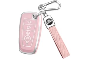 MILD EAST For Ford Key Fob Cover with Keychain, Soft TPU Key Case Shell Full Protection for Ford Explorer Fusion Escape Edge Expedition F150 F250 F350 F450 F550 Maverick Mustang(Pink)